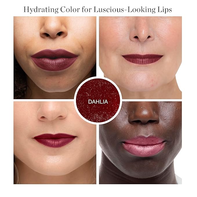 Ogee Tinted Sculpted Lip Oil - Lip Stain Made with 100% Organic Coconut Oil, Jojoba Oil, and Vitamin E - Best as Lip Balm, Lip Color or Lip Treatment - DAHLIA