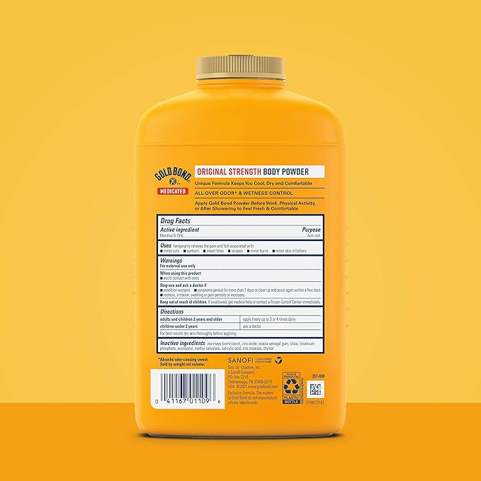 Gold Bond Men's Essentials Talc-Free Body Powder 10 oz. Refresh 360 Scent and Medicated Original Strength Body Powder 10 oz. Talc-Free Anti-Itch