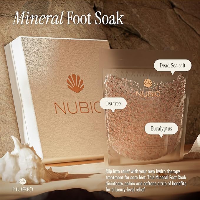 Nubio Foot Spa Collection for Women & Men - Exotic Hydration & Pampering for Dry Feet - Includes 6 x Foot Peel Masks, 2lb Epsom Salt Foot Soak, 5oz Moisturizing Milk, & All-in-1 Pedicure Paddle