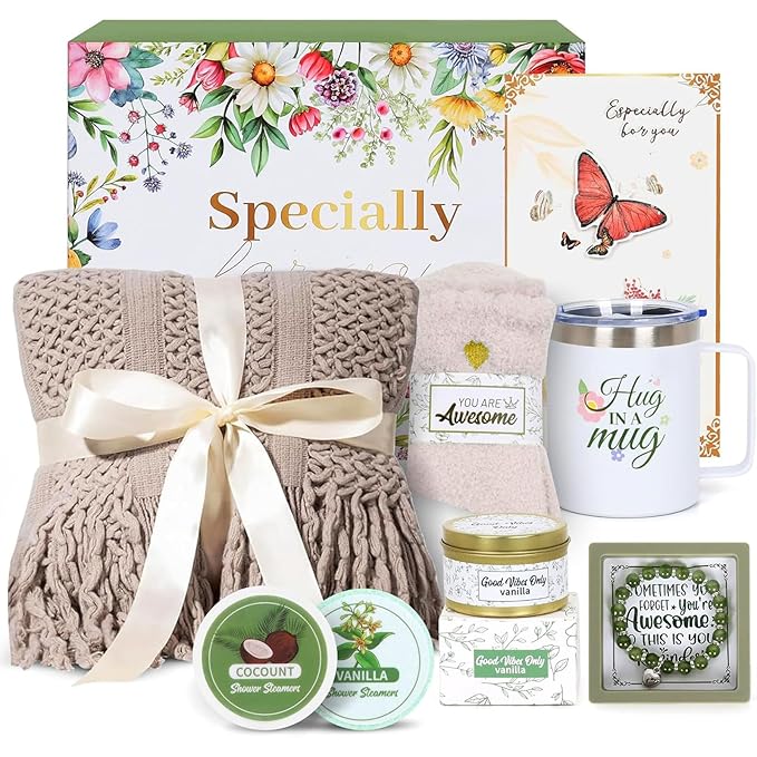 Self Care Gifts for Women - Spa Gift Box with Blanket, Candle, Tumbler, Bracelet - After Surgery Get Well Soon Gift Basket for Mom, Wife, Sister, Friend, Birthday, Sympathy, Thinking of You, Recovery
