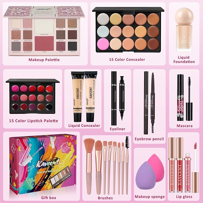 Makeup Kit for Women Teens full Kit Makeup set for Teens Teenagers 14-16 Eyeshadow Foundation Makeup Gift set for Women Makeup Kits for Teen Girls