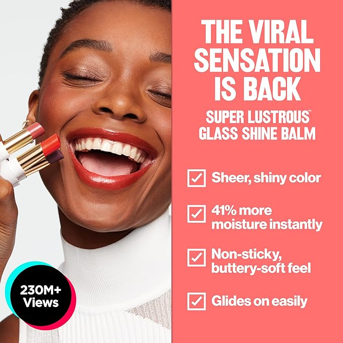 REVLON Super Lustrous Glass Shine Balm, Hydrating Tinted Lipstick, Sheer, Glossy Shiny Finish, 003 Honey Shine, 0.11 oz