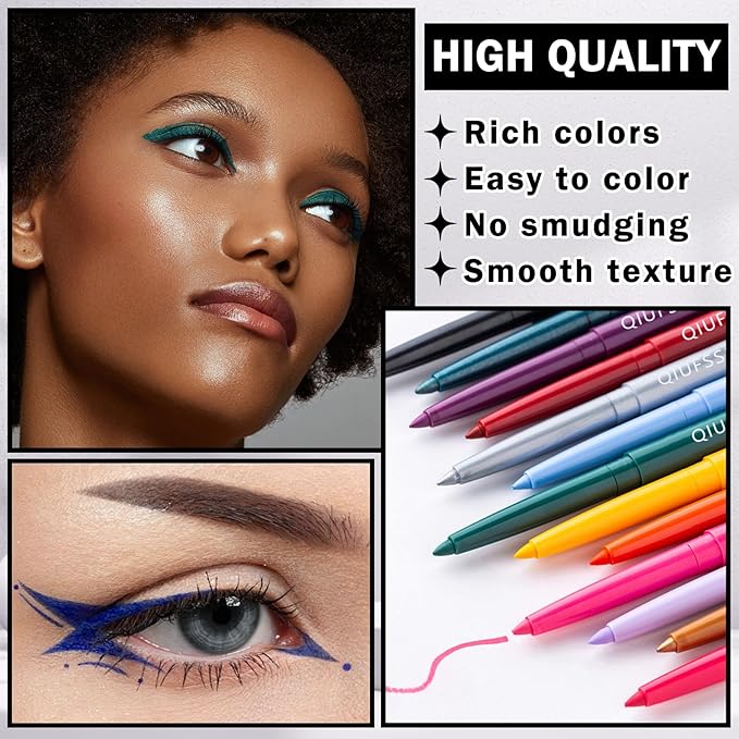 3-Piece Red Eyeliner Pencil Set - Waterproof, Retractable, Easy to Use Eyeliner Pens for Women - Dark Red