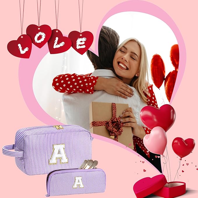 YOOLIFE Gifts for Teen Girls - Personalized Initial Makeup Bag, Birthday Gifts for Women Sister Friend Daughter Girls Kids