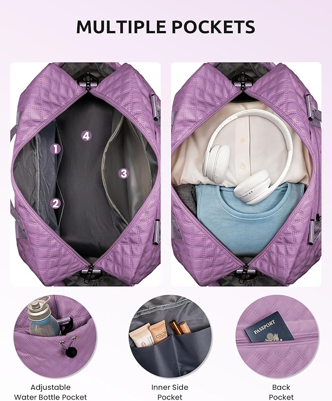 Gifts for Teen Girl-Initial Duffle Bag with Shoe Compartment, Personalized Weekender Bag, Monogram Overnight Bag, Travel Bag with Makeup Bag，Birthday Gift Birthday Gifts for Sister (Letter H)