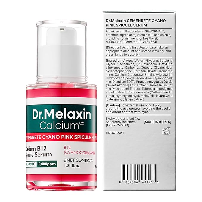 Dr.Melaxin Cemenrete Cyano Pink Spicule Serum with Calcium, korean skin care pore tightening refines pores tightening serum 1.01 fl. oz.
