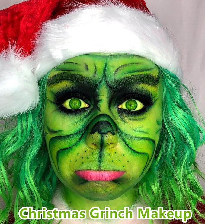 Go Ho 6 Colors Green Face Body Paint,Cream Washable Formula Face Painting for Adults Children Halloween Cosplay,Body Paint FX Makeup Palette,Professional Costumes Face Paint Green Makeup