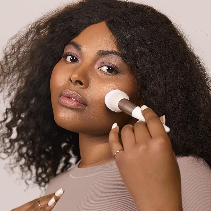 EcoTools Luxe Plush Powder Makeup Brush for Blush & Bronzer, Works Best With Powder Makeup, Luxurious and Glamorous, Eco-Friendly Premium Makeup Brush, Synthetic Bristles, Pink, 1 Count (Pack of 2)