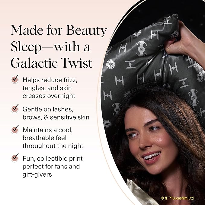 Kitsch x Star Wars Galactic Empire Satin Pillowcase | Satin Pillowcase with Zipper, Better Than Silk Pillowcase | Frizz-Reducing Pillow Case for Hair & Skin Care, Cooling & Breathable - Standard