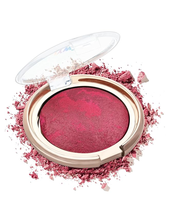 Baked Blush,Glow Marbleized Blush Powder Palette,Lightweight Shimmery Cruelty-Free Blusher for Cheeks,Eyeshadow & Highlight,Makeup Gift for Women rubores de maquillaje(0.49Ounce)-09 Mangosteen