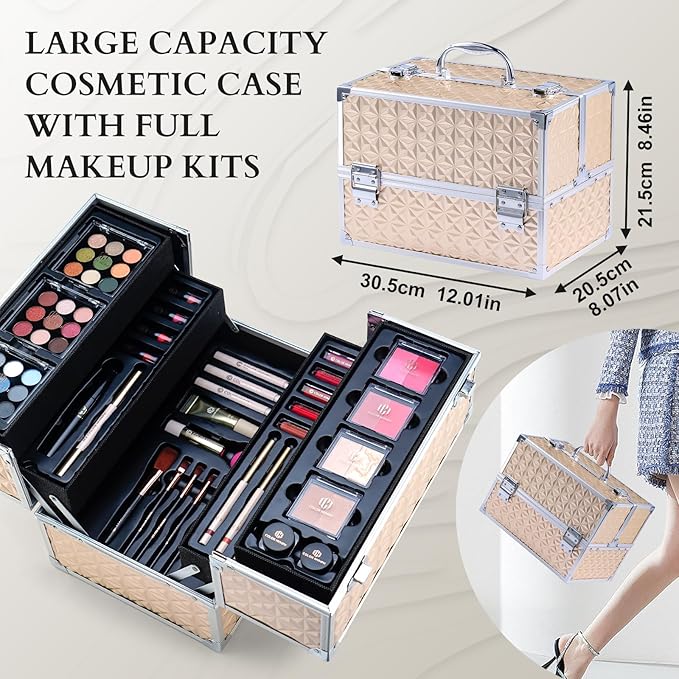 Color Nymph Professional Makeup Kits For Girls, Teenage Girls Makeup Kit with Storage Case Make Up Kit For Women Cosmetics Full Kit, Individual Packing Eyeshadow Blush Lipstick Mascara etc -Gold