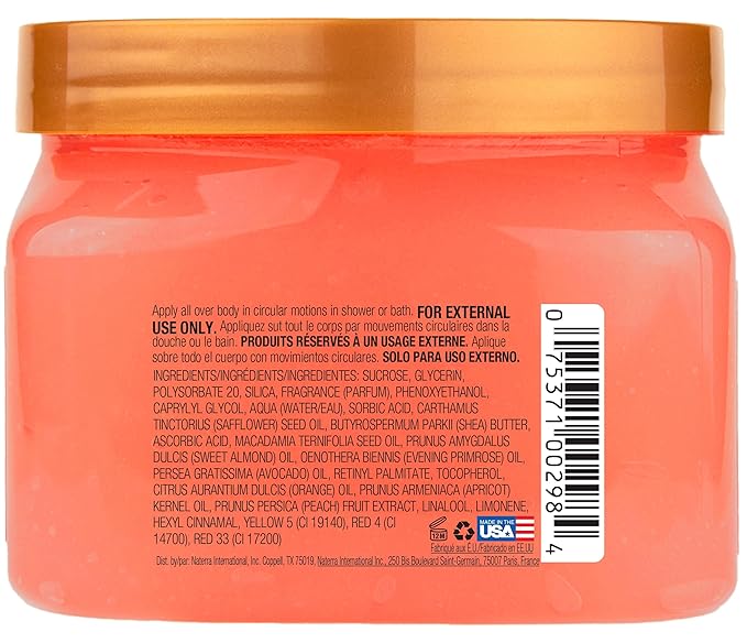 Tree Hut Peach Sorbet Shea Sugar Scrub, Exfoliating, Hydrating & Moisturizing Body Scrub with Shea Butter & Nourishing Essential Oils, Smooth & Soften Skin, 18 oz