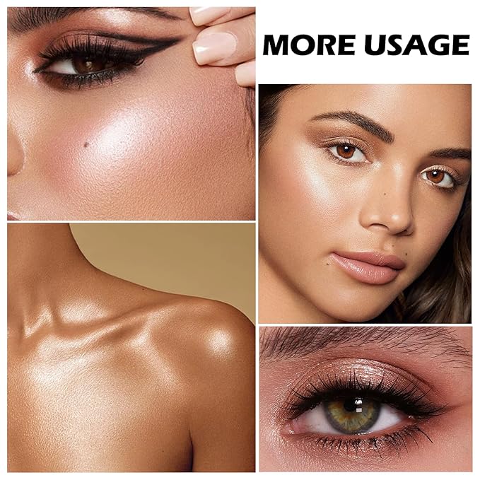 Boobeen Blush and Highlighter Palette- 4-color Metallic Shimmer Shadow Powder, Illuminator Makeup Set for Shading, Highlighting & Defining the Face