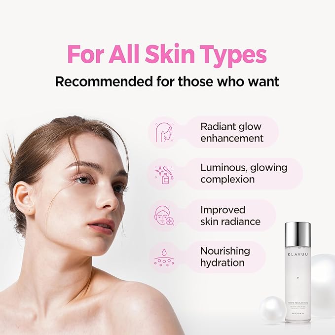 KLAVUU Hydrating Milky Toner with Pearl & Niacinamide – Facial Toner for Skin Glow, Wrinkle Care & Moisture Balance, Korean Skincare (4.76oz)