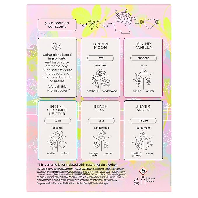 Pacifica Beauty, Take Me There Spray Perfume Trial Set, 5 Scents, Fragrance Sampler Gift Set, Natural & Essential Oils, Clean, Vegan & Cruelty Free