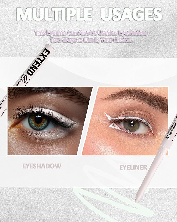 White Mascara and Eyeliner Set, 5D Waterproof Mascara Volume and Length Natural Lengthening Curling, Smudge Proof White Eyeliner Pencil, Natural Eye Makeup Gift Kit for Women in Halloween Set-01