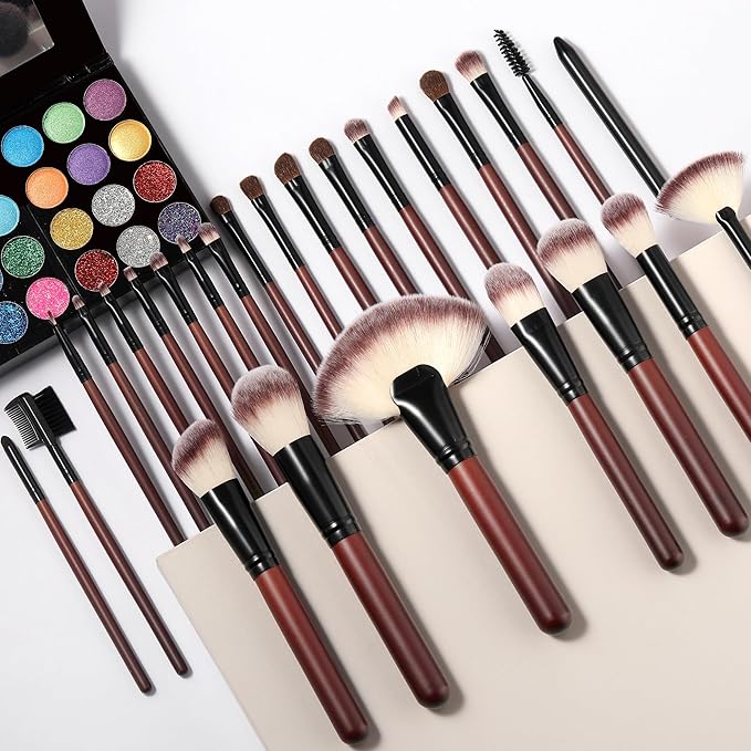 Makeup Brush Set Professional 26-Piece Makeup Brushes Set Premium Synthetic Foundation Powder Concealer Blush Eyeshadow Contour Makeup Brush Set with 2 Brush Bags