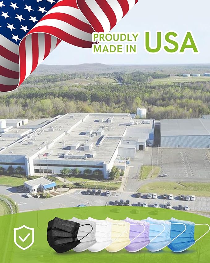 FriCARE Made in USA Disposable Face Masks, 3-Ply ASTM Level 3 Medical Grade, Breathable & Comfortable for Adult Daily Work/Sun Protection, 50 Pack Jungle Mist