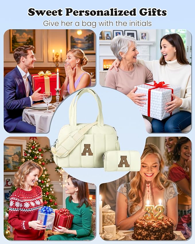 10 Year Old Girl Gifts-Duffle Bag for Travel Women, Travel Bags，Monogram Gifts-Initial Overnight Bag with Wet Pocket，Lightweight Weekender Bags Personalized Gym Tote with Makeup Pouch