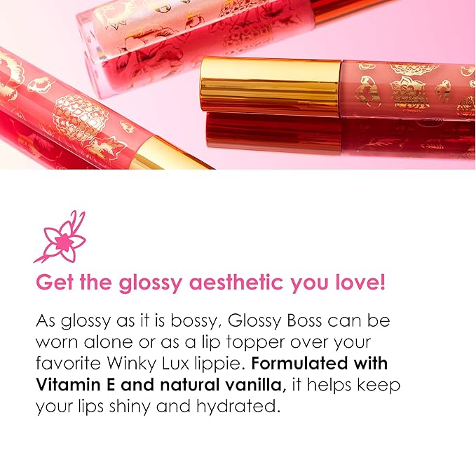 Winky Lux Birthday Cake Glossy Boss Lip Gloss - Non Sticky Lip Gloss, Clear Lip Oil & Lip Lacquer, Hydrating & Nourishing Lip Care, Soft Vanilla Scent