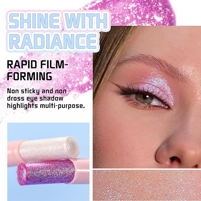 3PCS Crystal Hydrating Jelly Stick Eyeshadow Stick, Glitter Makeup Jelly Shimmer Eye Shadow Crayon, Lightweight Eye Brightener Eye Makeup (03+04+06)