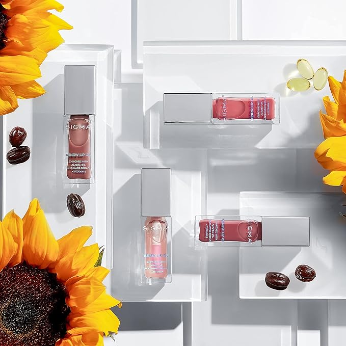 Sigma Beauty Renew Lip Oil – Tinted Lip Oil with Luxurious High-Shine Color and Long Lasting Hydration for Soft, Supple Lips, Non Sticky Lip Oil with Nourishing Antioxidants (Tint, Neutral Nude Sheen)