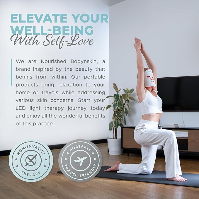 Portable LED Face Mask with Near-Infrared - Blue, Red Light Therapy for Face - 114 LEDs - Skincare Tool for Wrinkles, Anti-Aging