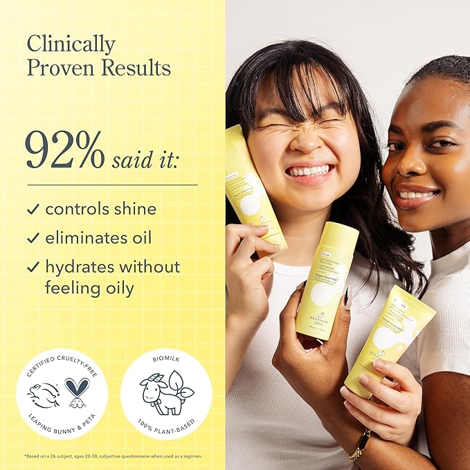 Beekman 1802 Shine Control Gel Cream Face Moisturizer - Non-Comedogenic - 1.7 fl oz - Controls Shine - With BioMilk, 1% Heptapeptide & Glacier Water - Good for Sensitive Skin