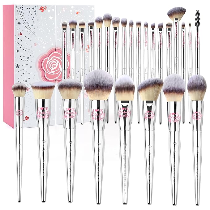 Bueart Design Christmas Gift 26Pcs Pro Makeup Brushes Set with Ultra Soft Dense Hair,Premium Quality Professional Make up Brushes For Foundation,Contour,Blush,Powder Makeup