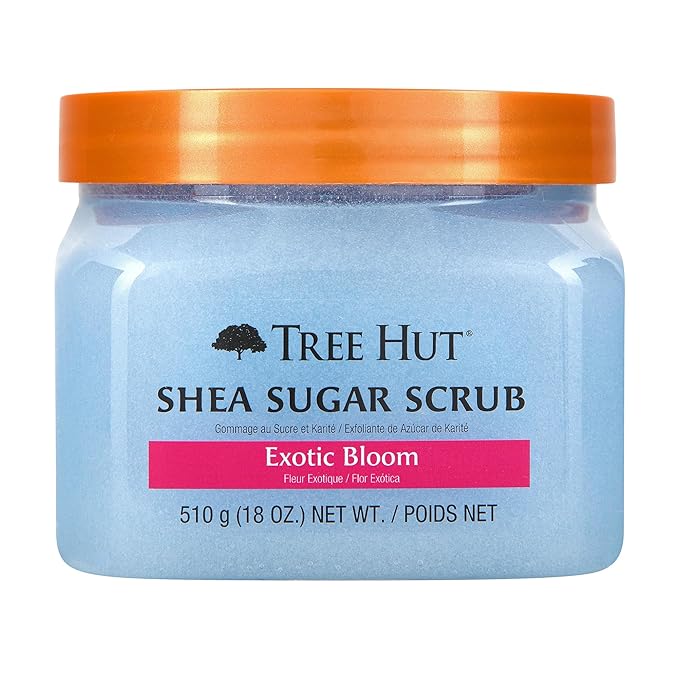 Tree Hut Exotic Bloom Shea Sugar Scrub | Exfoliating Body Scrub Removes Dead, Dry Skin for a Soft & Hydrated Feel | Nourishing Essential Body Care | 18 fl oz.