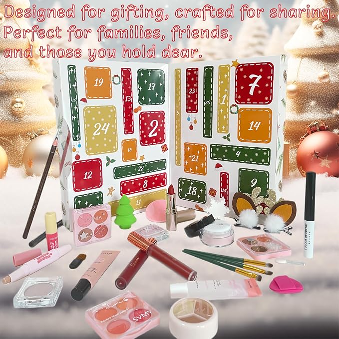 Makeup Advent Calendar 2025, 24 Days Christmas Makeup Gift Set for Women & Teens, Makeup Set Christmas Countdown Calendar, Make up Set for Girls, Holiday Surprise Make Up Kit for Women Full Kit