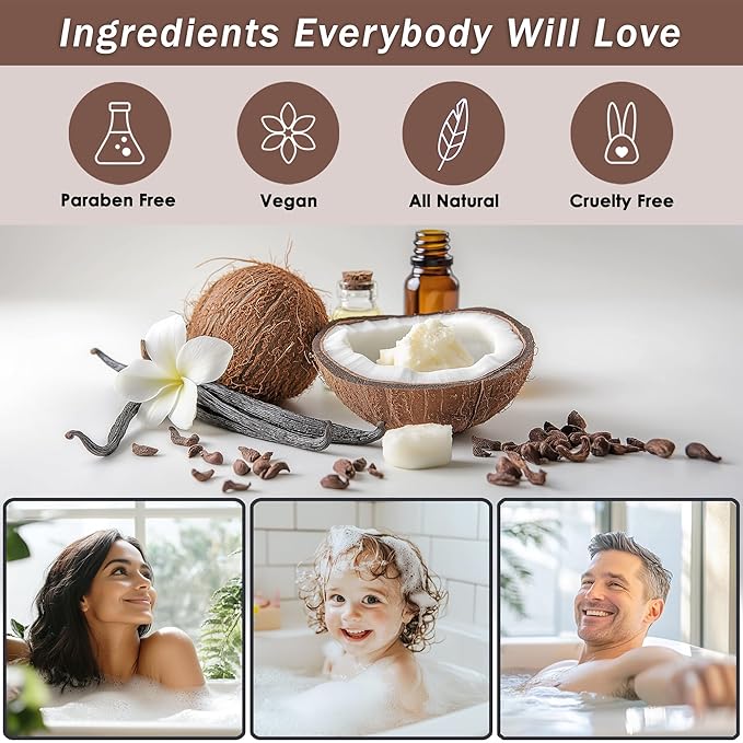 Spa Baskets For Women - Luxury Bath Set With Coconut & Vanilla - Spa Kit Includes Wash, Bubble Bath, Lotion, Bath Salts, Body Scrub, Body Spray, Shower Puff, Bathbombs, Soap and Towel