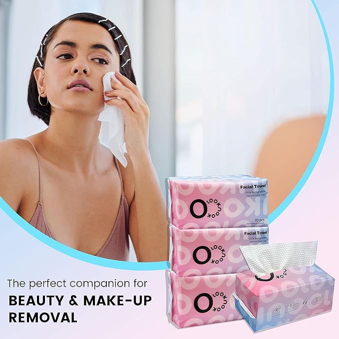 Disposable Face Towel, 50% Thicker, Soft for Sensitive Skin, Multipurpose Cleaning Cloth, 70 Count, 6 pack