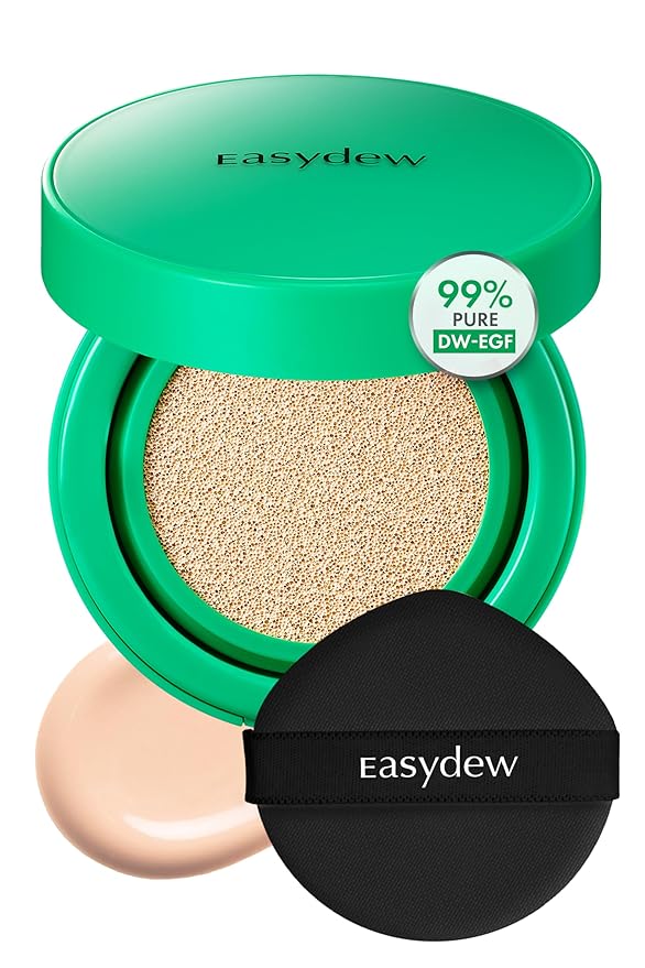 Easydew Mela B Toning Ampoule Cushion - 3-in-1 Age-Defying Sun Shield Full Coverage Cushion Foundation with Niacinamide & Hyaluron-Vital C - Face Makeup Korean Skin Care 0.45 oz (#19 Sand)