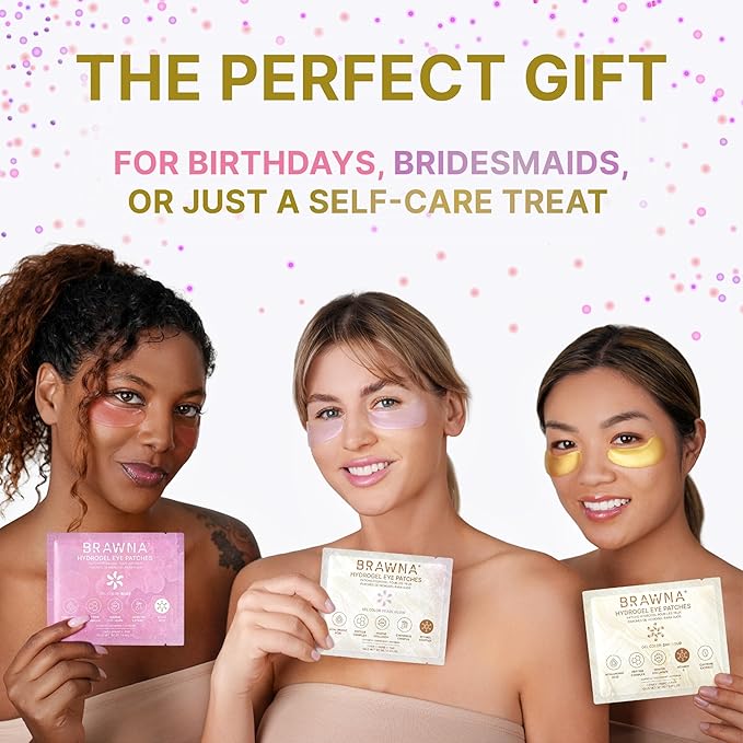 BRAWNA Hydrogel Undereye Mask Patch Gift Set with Hyaluronic Acid, Collagen, Retinol, Caffeine, Peptide, Kojic Acid, Arbutin - For Dark Circles, Puffy Eyes, Undereye Bags, Wrinkles- 24 Pairs