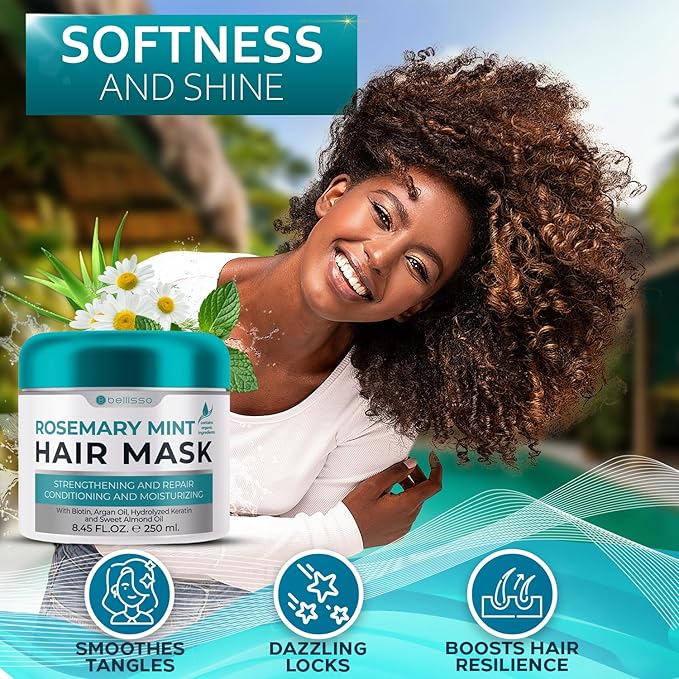 Rosemary Mint Oil Hair Mask - Deep Conditioning Repair Products for Damaged Care - Scalp Moisturizer and Hydrating Treatment for Women and Men - Volume for Extremely Dry, Thin and Frizzy Locks
