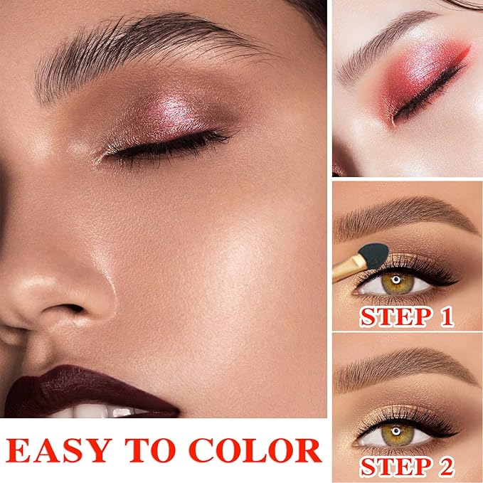 Pearl 12 Colors Makeup Naked Eyeshadow Palette,Nude Matte Shimmer Eyeshadow Palette,Natural Glitter Pigment Eye Shadow Pallete Set Long Lasting & Waterproof Smokey Eye Professional Beauty Makeup Kit