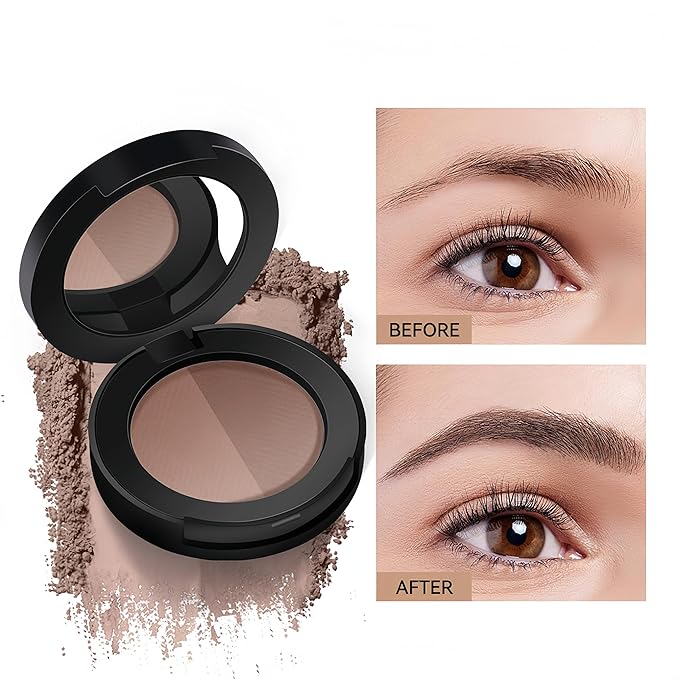 MAEPEOR Brow Powder Duo 6 Colors Natural Smooth Eyebrow Powder Professional Brow Contour Palette for Filler Defined & Sculpt (02 Chocolate)