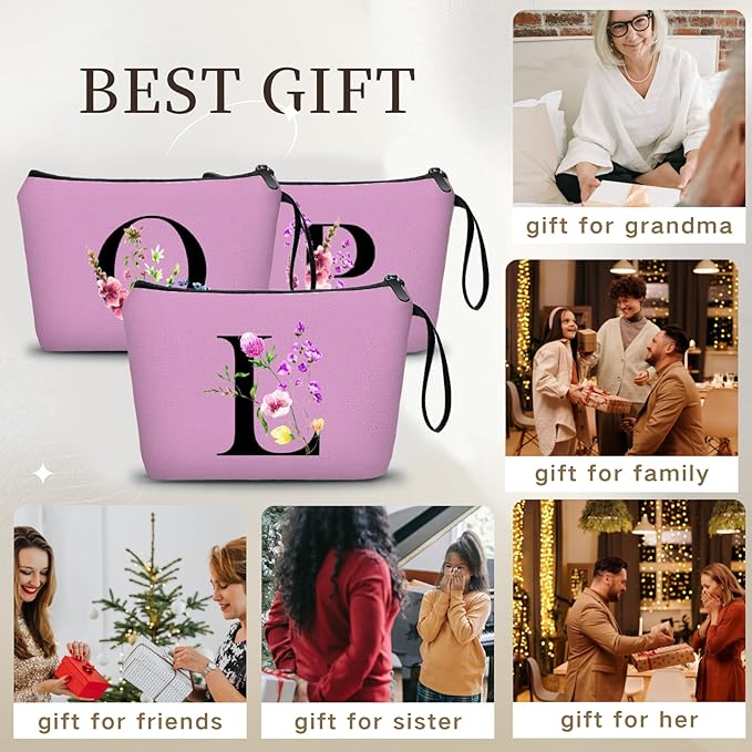 Birthday Friendship Bridesmaid Team Gifts for Employees Women Mom Aunt Daughter Teenage Girl Personalized Make up Cosmetic Bag Travel with Mirror Mothers Day Christmas Graduation L