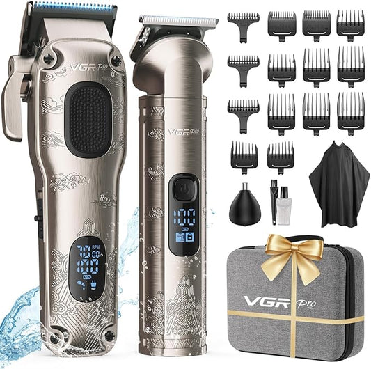 Hair Clippers for Men Professional, Cordless Hair Clippers for Hair Cutting, Mens Clippers and Trimmers Set, Electric Hair Trimmer for Men with Package Box (Silver)