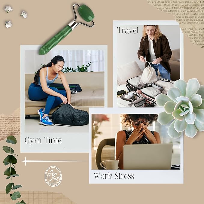 Mount Lai Mini Jade Face Roller - Authentic Jade Roller for Tension Relief, Puffiness & Radiant Skin, Relaxing Face Massager for All Skin Types
