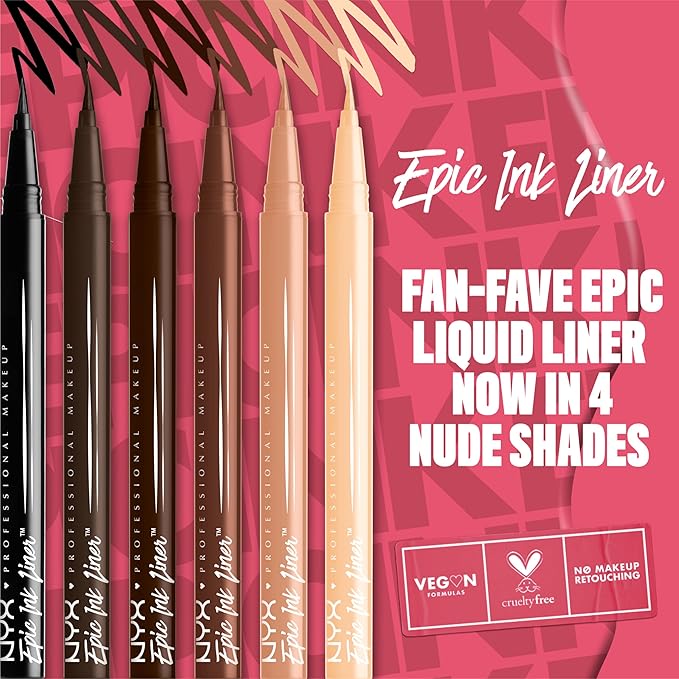 NYX PROFESSIONAL MAKEUP Epic Ink Liner, Waterproof Liquid Eyeliner with Vegan Formula - Graham Cracker (Light Brown Matte)