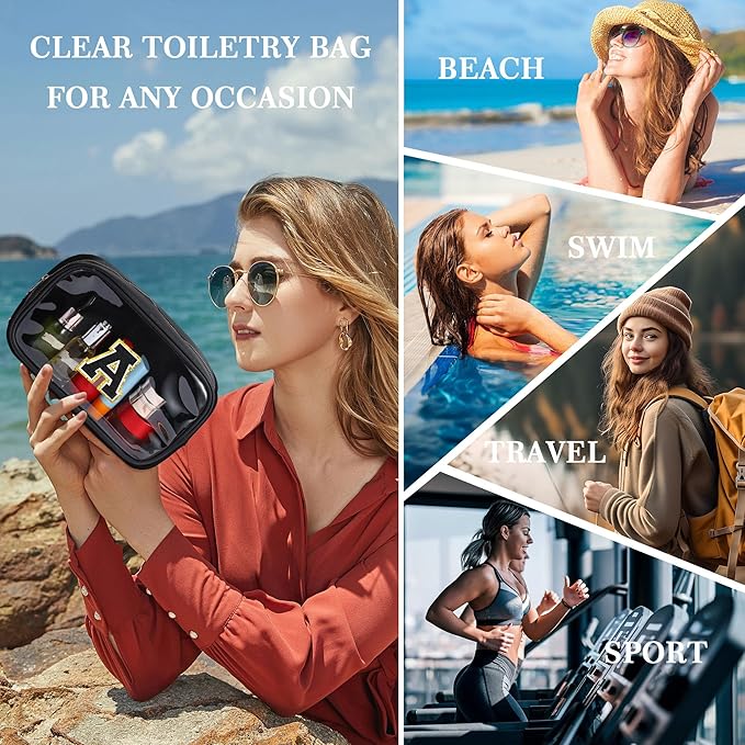 YOOLIFE Birthday Gifts | Initial Birthday Gifts for 3 4 5 6 7 8 9 10 11 12 13 Year Old Girls Clear Makeup Bag Cosmetic Travel Beach Bag Car Organizer Essentials for Women Men | Gifts for Girls Kids M