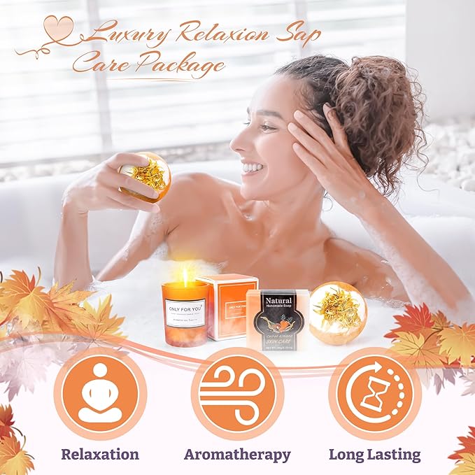 13PCS Fall Gifts Orange Gifts for Women,Thank You Birthday Baskets for Women Wife Mom Sister Friend Girlfriend Teacher Get Well Self Care Package Graduation,Sympathy,Retirement