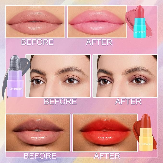 16PCS Mini Lipstick & Eyeshadow Stick Set, Multi Colored Ultra Matte Color Changing, Magic Glitter, Long Lasting Waterproof Capsule Pills
