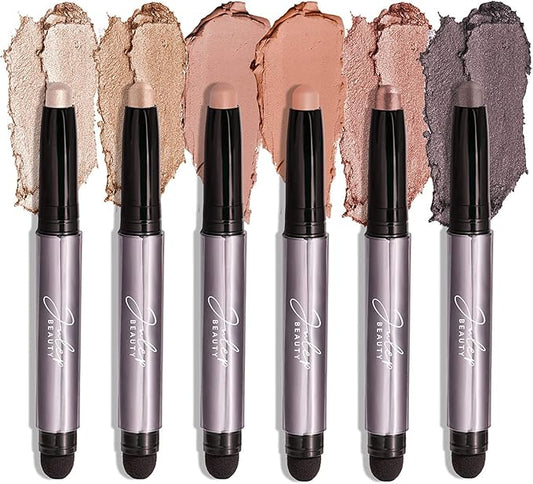 Julep Crme-to-Powder Waterproof Eyeshadow Sticks Garden Party Long-Lasting, Crease-Proof 6 Piece Set with Built-in Smudger