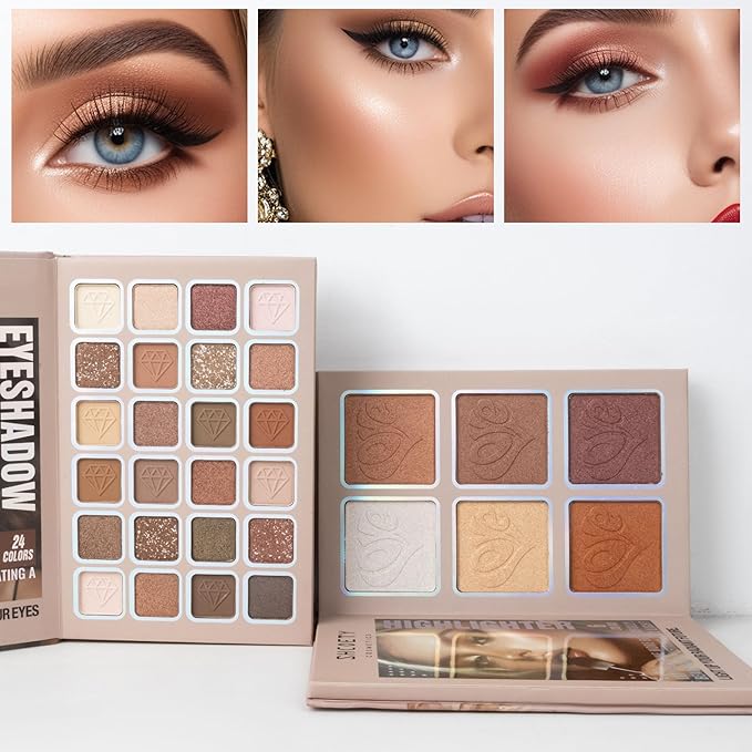 4-Layer Multi - Functional Beauty Book Kit- Style Makeup Palette Ingeniously Combines Eyeshadows, Blushes, Highlighters, Contour Powders In One,Best Choice for A Gift for Women (SH2512A)
