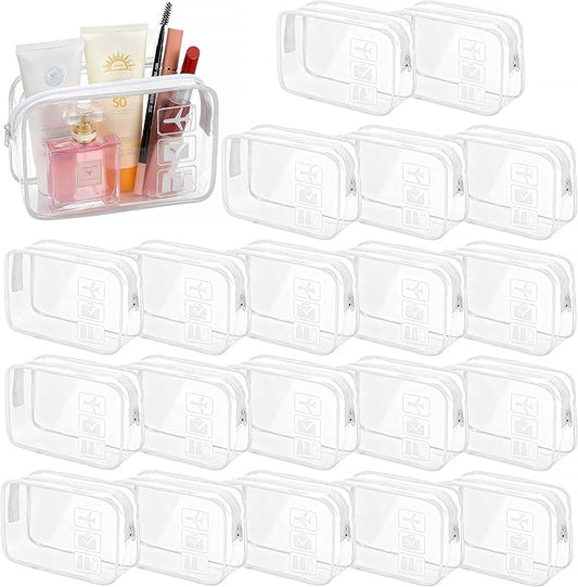 TSA Approved Clear Travel Toiletry Bag, Makeup Cosmetic Bag for Women Men 20 Packs (White)