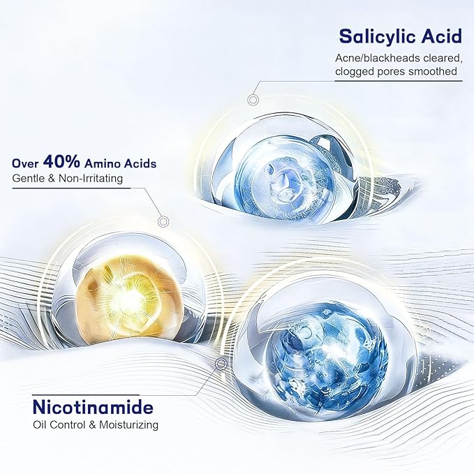 Z:SEA Foaming Face Wash, 5.29 Oz - Amino Acid & Salicylic Acid + Dual Seaweed, Gentle All-Gender Cleanser for Oil Control & Acne