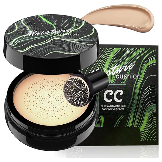 Mushroom Head Air Cushion CC Cream - Moisturizing & Oil Control BB Cream Foundation Create Long-Lasting, Waterproof Makeup Base Primer, Concealer Full Coverage for All Skin Types (Natural)